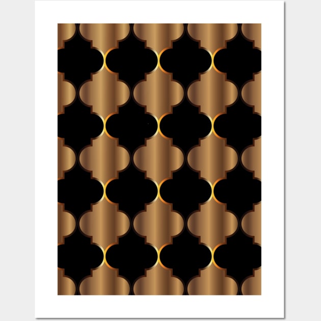 Golden Black Islamic Geometric - Golden Black Islamic Pattern - Golden Black Islamic Pattern Geometric Wall Art by Tilila